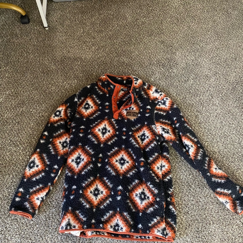 Geometric Pattern Fleece Pullover - image 1